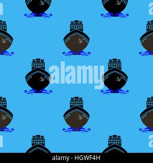 Meer Schiffe Silhouetten nahtlose Muster Stock Vektor