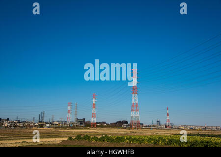 Elektro-Turm, Isehara City, Präfektur Kanagawa, Japan Stockfoto