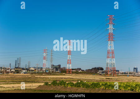 Elektro-Turm, Isehara City, Präfektur Kanagawa, Japan Stockfoto