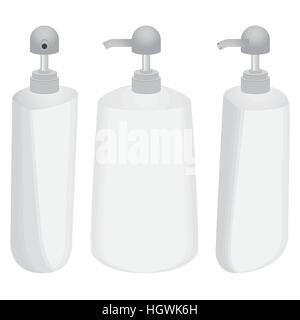 Kunststoff-Flasche mit Dispenser Design set isolierten auf weißen Hintergrund. Stock Vektor