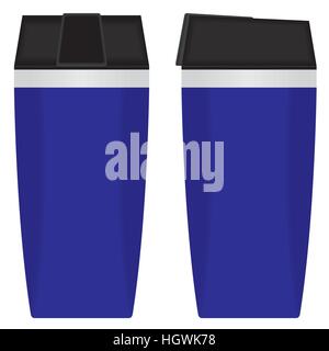 Blaue Einweg-Becher set isolierten auf weißen Hintergrund. Stock Vektor
