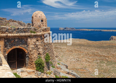 Venezianischen Festung Eingang bei Imeri Gramvousa Insel Chania Kreta Griechenland Mittelmeer Stockfoto