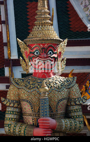 Tempelwächter, Wat Phra Kaeo (Tempel des Smaragd-Buddha), Bangkok, Thailand, Süd-Ost-Asien, Süd-Ost-Asien Stockfoto