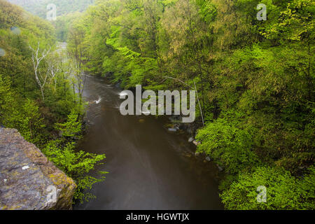 Frühling auf der West Branch des Westfield River, Chester, Massachusetts.  Keystone-Bogen-Brücken-Trail. Stockfoto