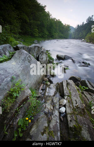 Niederlassung West des Flusses Westfield in Chesterfield, Massachusetts. Knapp unterhalb der Chesterfield-Schlucht. Stockfoto