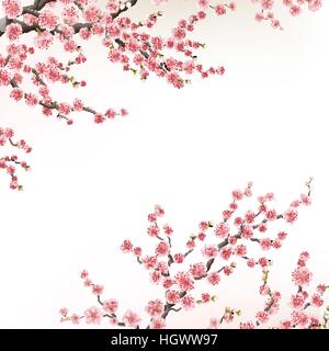 Einladungskarten mit einer Blüte Sakura. EPS 10 Stock Vektor