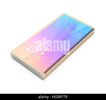 Voll-OLED-display Smartphone isoliert auf weißem Hintergrund. 3D-Rendering Bild. Stockfoto