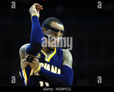 Indiana Pacers Monta Ellis während der globalen NBA Spiel in der O2 Arena, London. PRESSEVERBAND Foto. Bild Datum: Donnerstag, 12. Januar 2017. Finden Sie unter PA Geschichte BASKETBALL NBA. Bildnachweis sollte lauten: Adam Davy/PA Wire. Stockfoto