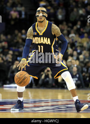 Indiana Pacers Monta Ellis während der globalen NBA Spiel in der O2 Arena, London. PRESSEVERBAND Foto. Bild Datum: Donnerstag, 12. Januar 2017. Finden Sie unter PA Geschichte BASKETBALL NBA. Bildnachweis sollte lauten: Adam Davy/PA Wire. Stockfoto