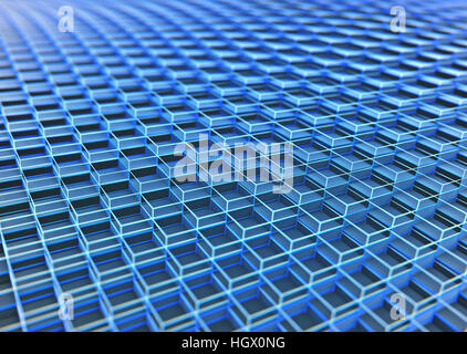 3D Illustration, abstrakten Hintergrund in Form von Würfeln und linearen Strukturen. Stockfoto