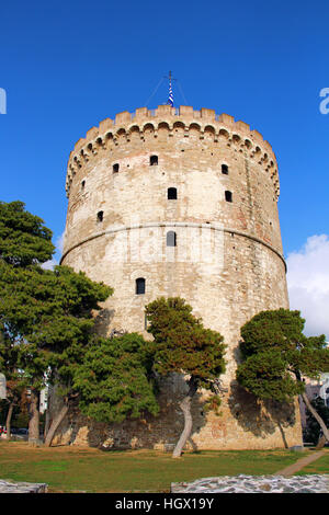 Weißer Turm, das Symbol von Thessaloniki, Griechenland Stockfoto
