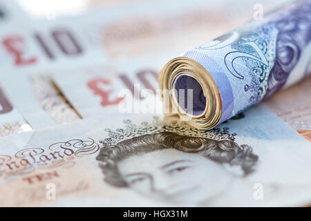 Britische zwanzig und zehn Pfund-Noten Stockfoto