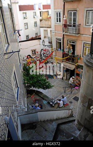 Cafeteria ein Mouraria, Escadinhas de São Cristóvão, Alfama, Lissabon, Lissabon, Portugal Stockfoto