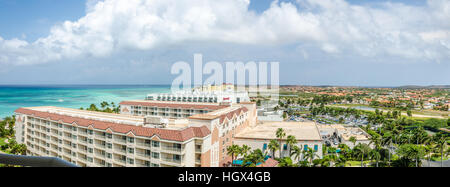 Aruba, Karibik - 26. September 2012: Aerial Panoramablick auf Gebäude in Aruba, Caribbean hotels Stockfoto