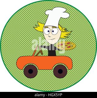 Lieferung Mann ein Auto fahren. Vektor-illustration Stock Vektor