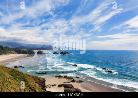 Seelandschaft von Ecola State Park, Oregon, US Highway 101 entlang der Küste von Oregon. Stockfoto