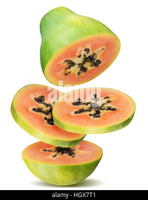 Papaya isoliert auf weißem Hintergrund mit Beschneidungspfad Stockfoto