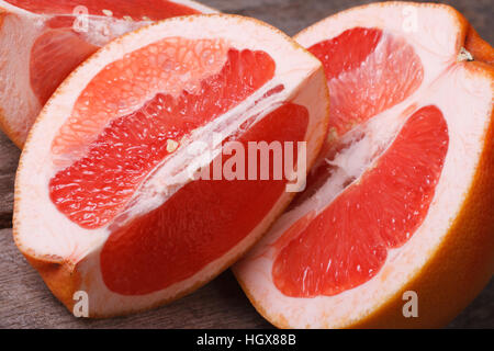 Stücke von roter Grapefruit Closeup saftiges Fleisch. Stockfoto