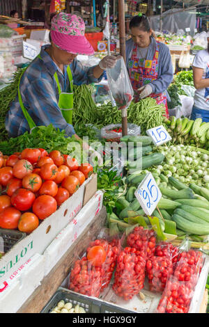 Pak Khlong Talat Obst- und Gemüsemarkt, Bangkok, Thailand Stockfoto