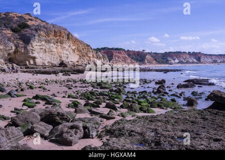 Küste in der Nähe von Olhos de Agua, Albufeira, Olhos de Agua, Atlantik, Praia da Falesia, Albufeira, Algarve, Portugal Stockfoto