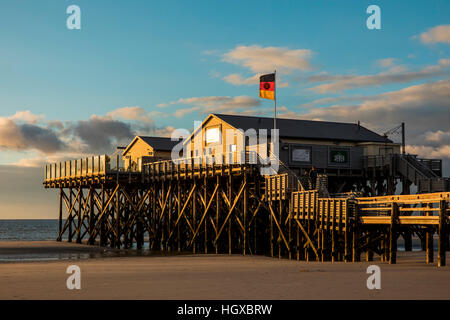 Strandhäuser, St.Peter-Ording, Eiderstedt, Nordfriesland, Schleswig-Holstein, Deutschland Stockfoto