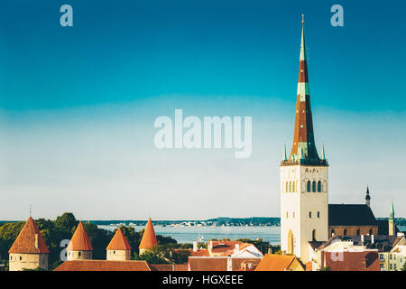 Scenic View Stadtbild Altstadt Stadt Tallinn In Estland Stockfoto