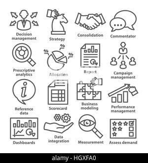 Business Management-Symbole im Linienstil. Pack 18. Stock Vektor