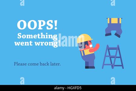 Fehler-Seiten-Design. Website für lustige Cartoon Arbeiter Reparaturen. Stock Vektor