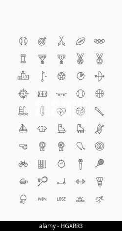 Verschiedene Linie Symbole rund um Sport Stockfoto