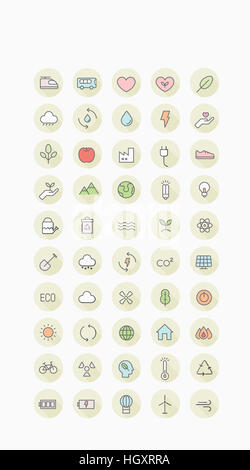 Verschiedene Linie Symbole im Zusammenhang mit Eco grüne Energie Stockfoto