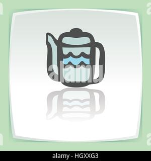 Vektor-Übersicht-Teekanne-Symbol auf weißen flachen quadratischen Platte. Elemente für mobile Konzepte und Web-apps. Modernen Infografik Logo und Piktogramm. Stock Vektor