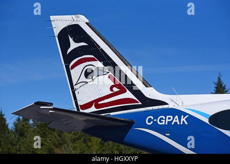 Orca Airways 1980 Piper PA-31-350 Häuptling fliegen Vancouver - Qualicum - Tofino auf Vancouver Island, BC Kanada. SCO 11.606. Stockfoto