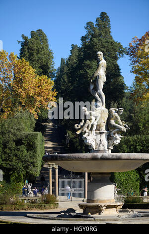 Florenz. Italien. Boboli-Gärten (Giardini di Boboli), den Brunnen des Oceanus, 1571 – 76 von Giambologna (1529-1608). Stockfoto