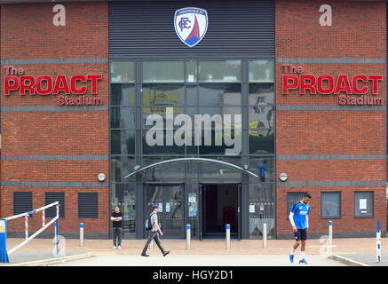 Eintritt in das Proact-Stadion; Heimat von Chesterfield Football Club, Chesterfield, Derbyshire England UK Stockfoto