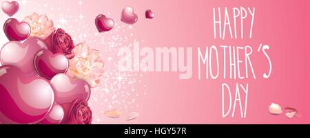 Glückliche Mütter Tag Banner voll Vektorelemente Stock Vektor