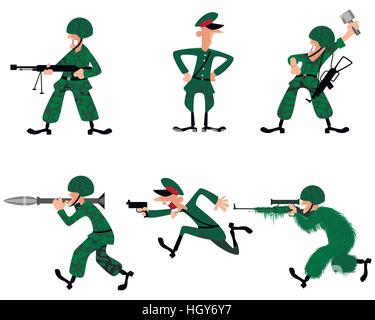 Vektor-Illustration ein sechs Mann des Militärs Stock Vektor