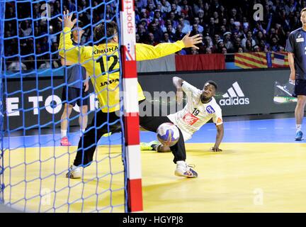 Nantes, Frankreich. 13. Januar 2017. 25. Welt Handball WM Frankreich gegen Japan. Luc AbaloFrance in Aktion Credit: Laurent Lairys/Agence Locevaphotos/Alamy Live News Stockfoto