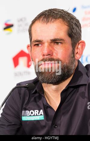 Adelaide, Australien. 14. Januar 2017. Medienkonferenz mit Ralph Denk, Team-Manager des UCI Straßen-Weltmeister Peter Sagan, Tour Down Under, Australien.  © Gary Francis/ZUMA Draht/Alamy Live-Nachrichten Stockfoto