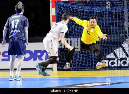 13.01.2017. Parc Exposition Xxl, Nantes, Frankreich. 25. Welt Handball WM Frankreich gegen Japan. Masatake Kimura Japan in Aktion Stockfoto