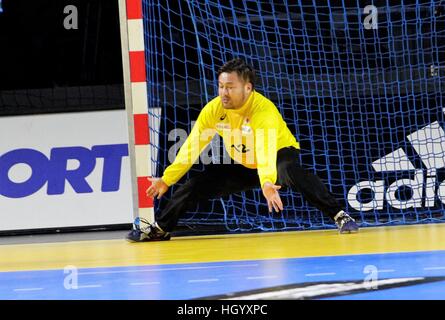 13.01.2017. Parc Exposition Xxl, Nantes, Frankreich. 25. Welt Handball WM Frankreich gegen Japan.Masatake Kimura Japan in Aktion Stockfoto