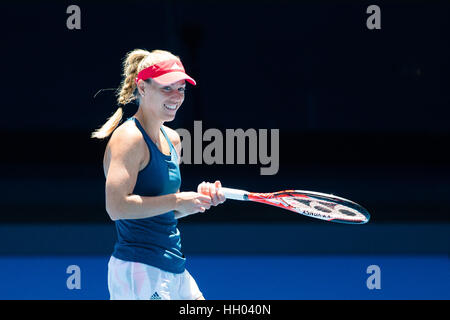 Angelique Kerber Deutschlands während der 2017 Australian Open in Melbourne Park, Australien Stockfoto