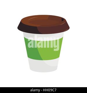 Kunststoff Kaffeetassensymbol im Cartoon-Stil, die isoliert auf weißem Hintergrund Stock Vektor
