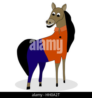 Cartoon-Pferd-Vektor. Hipster Tier kreative Abnutzung Abbildung Stockfoto