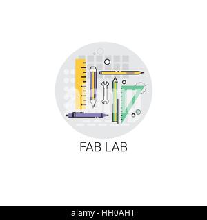 Fab Lab moderner Technik Gerätesymbol Stock Vektor