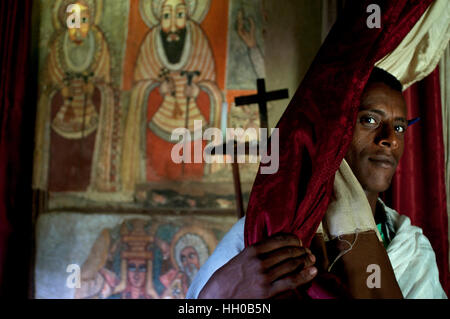 Debre Sina Maryam Kirche, Tana-See, Bahir Dar, Äthiopien. Interior De La Iglesia de Debre Sina Maryam, de Planta kreisförmig. Innenraum der Kirche D Stockfoto