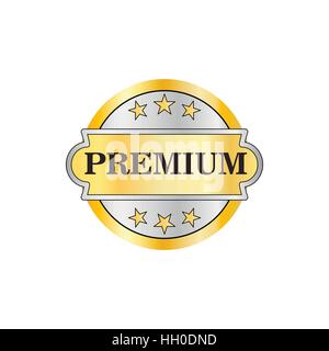 Premium-golden Label Symbol im flachen Stil Stock Vektor