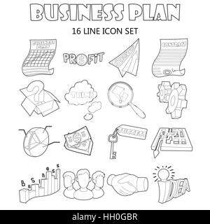 Business Plan Symbole Sets, Umriss-Stil Stock Vektor