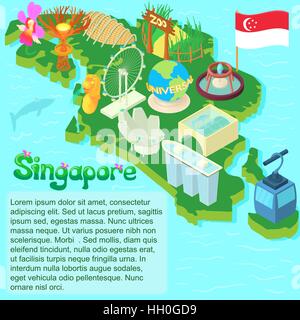 Singapur Karte, Cartoon-Stil Stock Vektor