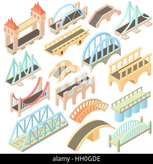 Brücken-Set, isometrischen 3d Stil Stock Vektor