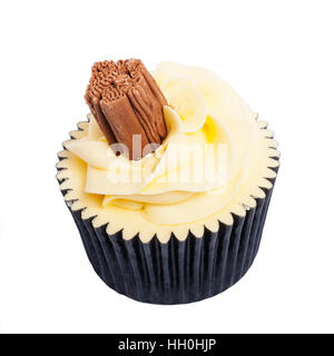 Ein hausgemachter Vanille Cupcake auf weißem Hintergrund Stockfoto